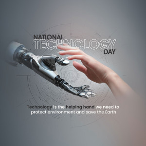 A robotic hand reaching towards a human hand against a tech background.