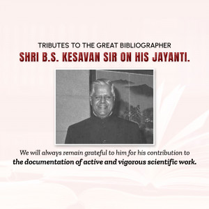 Black and white portrait of Shri B.S. Kesavan with tribute text