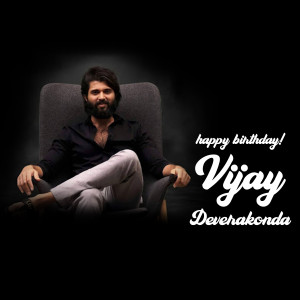 Portrait of Vijay Deverakonda with birthday text
