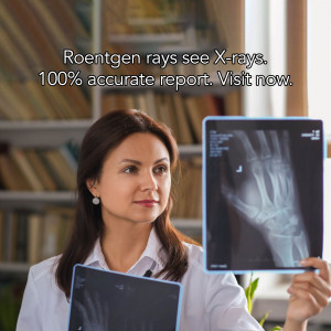 Doctor examining an X-ray of a foot