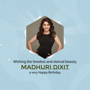 Madhuri Dixit birthday greeting with a portrait of the actress