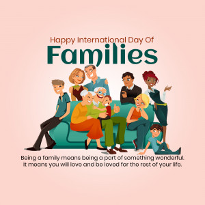 Illustration of a diverse family group celebrating International Day of Families