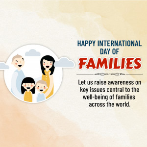 Illustration of a family with text celebrating International Day of Families