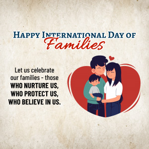 Illustration of a family with a heart, celebrating International Day of Families