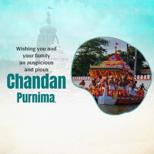 Image depicting the Chandan Purnima festival with the Jagannath Temple and Rath Yatra chariot.