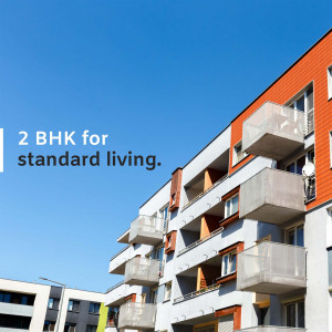 Exterior view of a modern apartment building with balconies