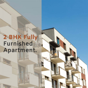 Exterior view of a modern 2 BHK fully furnished apartment building
