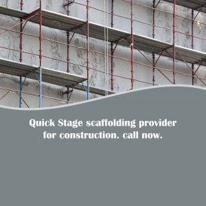 Metal scaffolding on the side of a building under construction