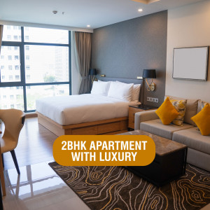 Modern 2BHK apartment with comfortable furniture and a stylish design.