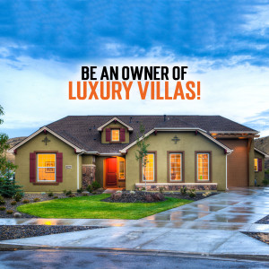 Beautiful luxury villa with text overlay 'Be an owner of luxury villas!'