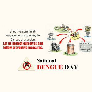 Illustration depicting dengue prevention measures and mosquito breeding grounds.