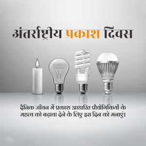 Image depicting the evolution of light sources from candle to LED bulb with text in Hindi.