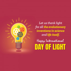 Illustration of a lightbulb with gears inside, celebrating the International Day of Light.