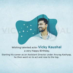 Vicky Kaushal birthday post with teal background