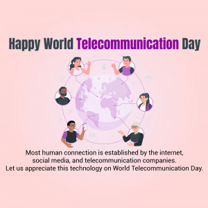 Illustration of people connecting around the globe for World Telecommunication Day