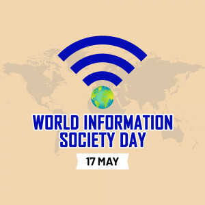 World Information Society Day graphic with a globe and wifi signal