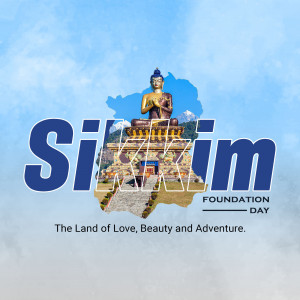Sikkim Foundation Day celebration with a Buddha statue and landscape