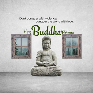 Buddha statue with a message for Buddha Purnima