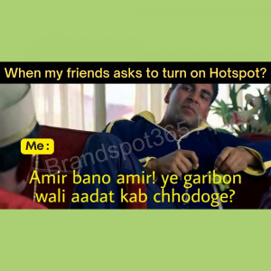 Bollywood meme about refusing to share hotspot