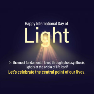 International Day of Light celebration with a glowing lightbulb image