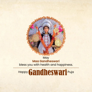 Image depicting Maa Gandheshwari with blessings for health and happiness.