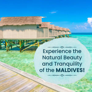 Overwater bungalows in the Maldives with turquoise water