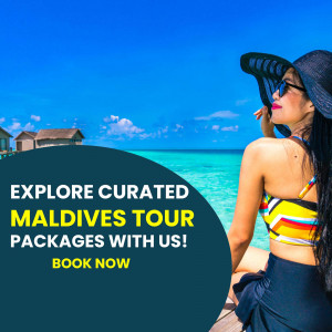 Woman in bikini and hat enjoying a Maldives vacation