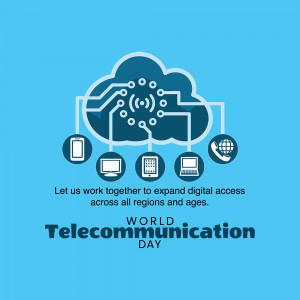Illustration depicting cloud technology and connected devices for World Telecommunication Day.