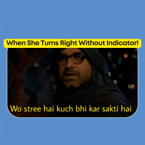 Meme featuring a man looking shocked with text about a driver turning without signaling.