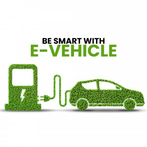 Electric vehicle charging station made of green leaves