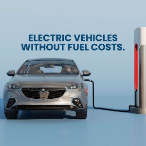 Silver electric car charging at a station