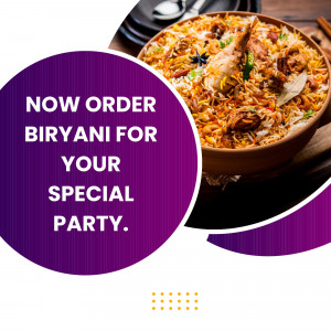 Delicious Biryani in a Clay Pot with Promotional Text