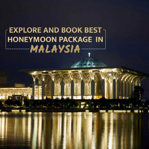 Image of Putra Mosque in Malaysia with text promoting honeymoon packages.
