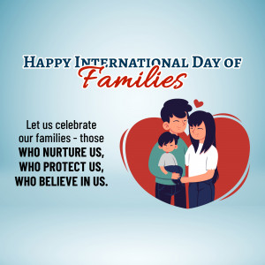 Illustration of a family with a heart shape, celebrating International Day of Families.