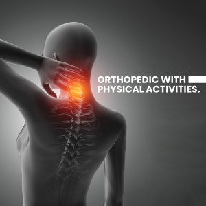 Illustration of a human spine with a highlighted area of pain, representing orthopedic issues and the importance of physical activity.