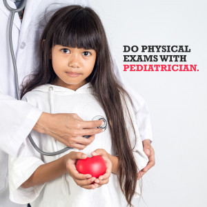 Doctor examining a young girl with a stethoscope