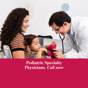 A doctor examining a young child with a stethoscope, with the mother looking on.