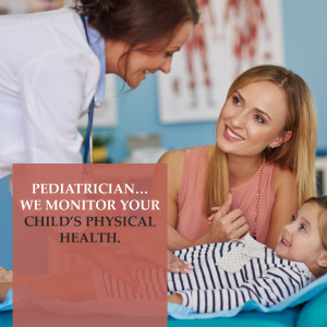 Doctor examining a baby with mother present