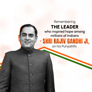 Portrait of Shri Rajiv Gandhi with Indian flag colors