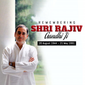 Portrait of Rajiv Gandhi with remembrance text