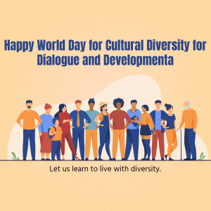 Illustration of diverse group of people celebrating World Day for Cultural Diversity