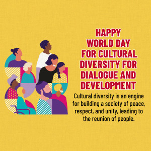 Illustration celebrating World Day for Cultural Diversity with diverse group of people.