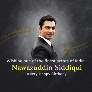 Portrait of Nawazuddin Siddiqui with birthday wishes