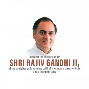 Portrait of Rajiv Gandhi with tribute text