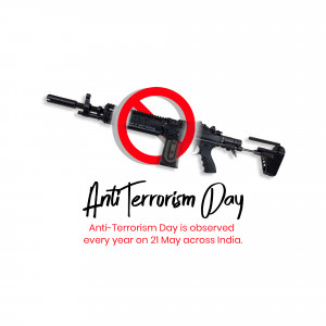 Image depicting a crossed-out assault rifle with the text 'Anti-Terrorism Day'.
