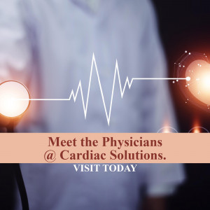 Image of a doctor with a heart rate monitor and text promoting Cardiac Solutions.