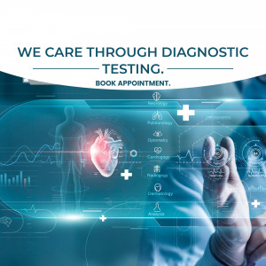 A doctor interacting with a holographic display of a human heart and medical data.