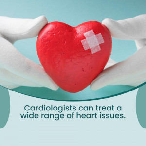 Hands holding a red heart with a bandage, representing cardiology and heart health.
