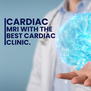 Doctor presenting a glowing cardiac MRI scan