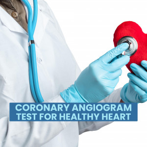 Doctor examining a heart with a stethoscope, coronary angiogram test